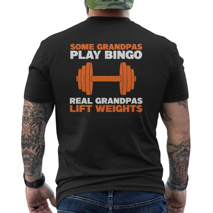 Grandpa Lift Weights Bodybuilding Grandfather Weightlifting Mens Back Print T-shirt