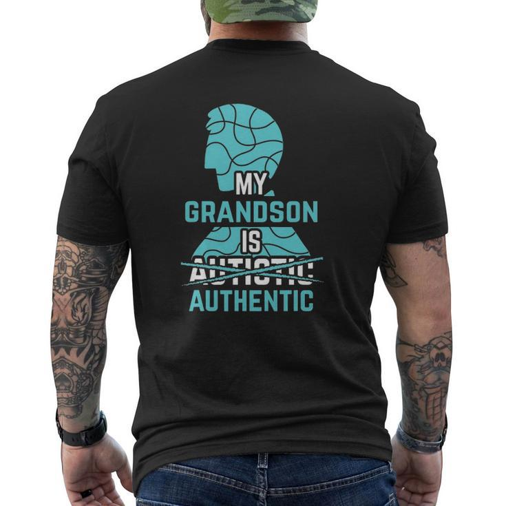 My Grandson Is Authentic Autism Awareness Autistic Spectrum Mens Back Print T-shirt