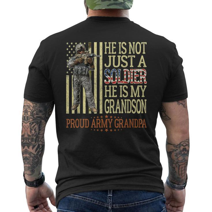 My Grandson Is A Soldier Proud Army Grandpa Grandfather Men's T-shirt Back Print