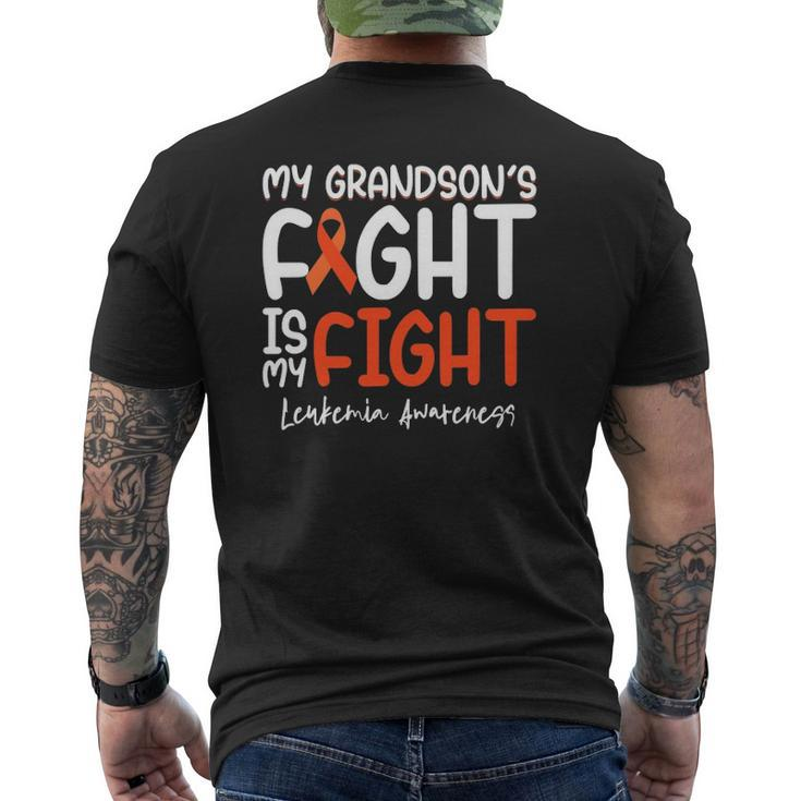 My Grandson's Fight Is My Fight Leukemia Cancer Awareness Mens Back Print T-shirt