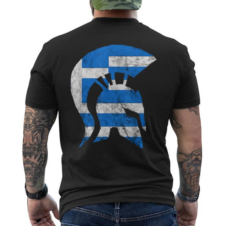 Greek Sparta Soldier Greece Spartan Gladiator Helmet Warrior Men's T-shirt Back Print