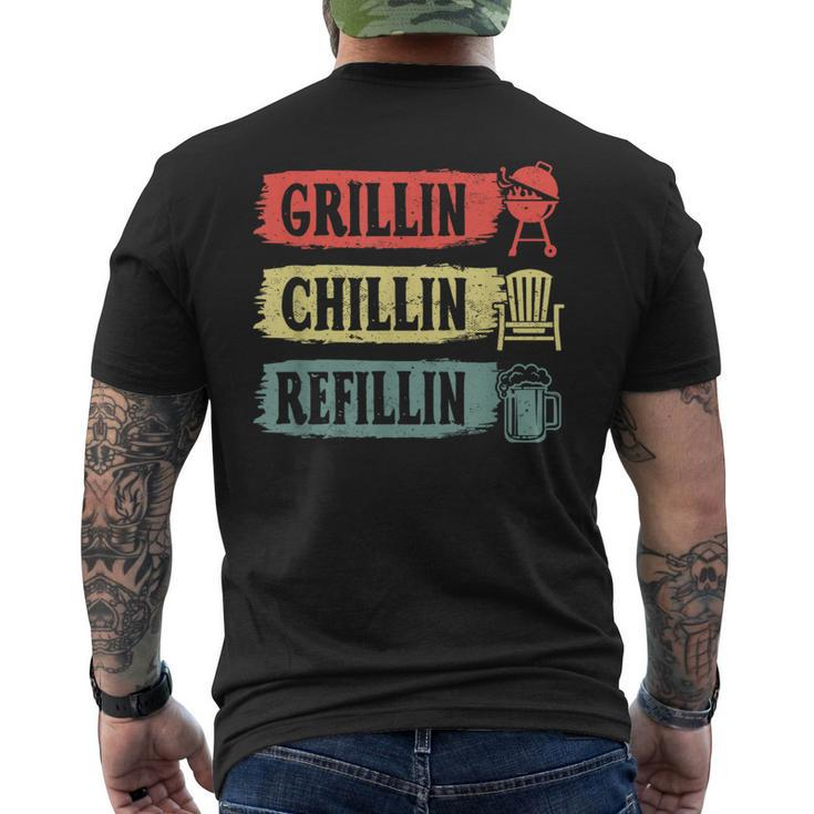 Grillin Chillin Refillin Bbq Beer Dad Husband Fathers Day Men's T-shirt Back Print