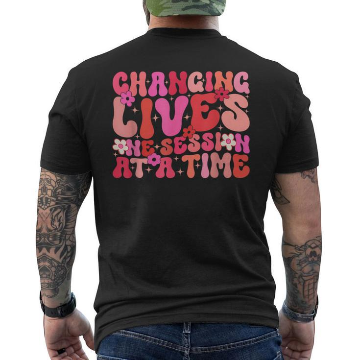 Groovy Changing Lives One Session At A Time Aba Therapist Men's T-shirt Back Print
