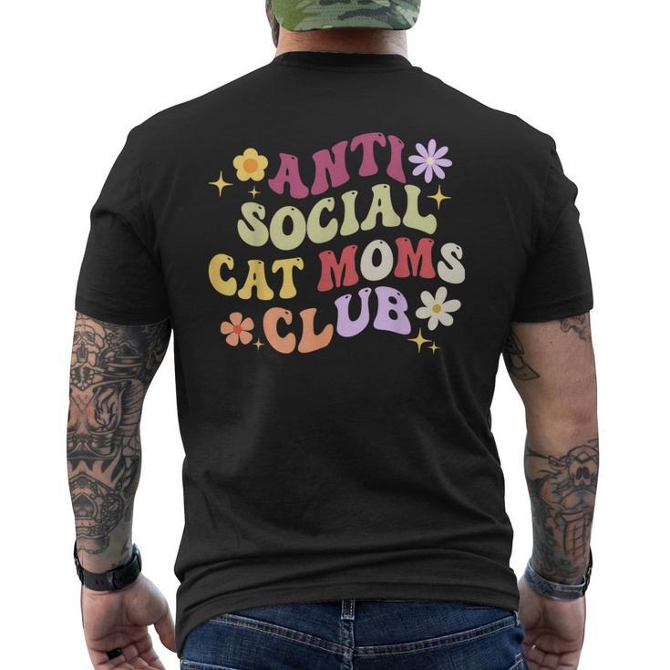 Groovy Retro Anti Social Cat Moms Club Mother's Day Men's T-shirt Back Print