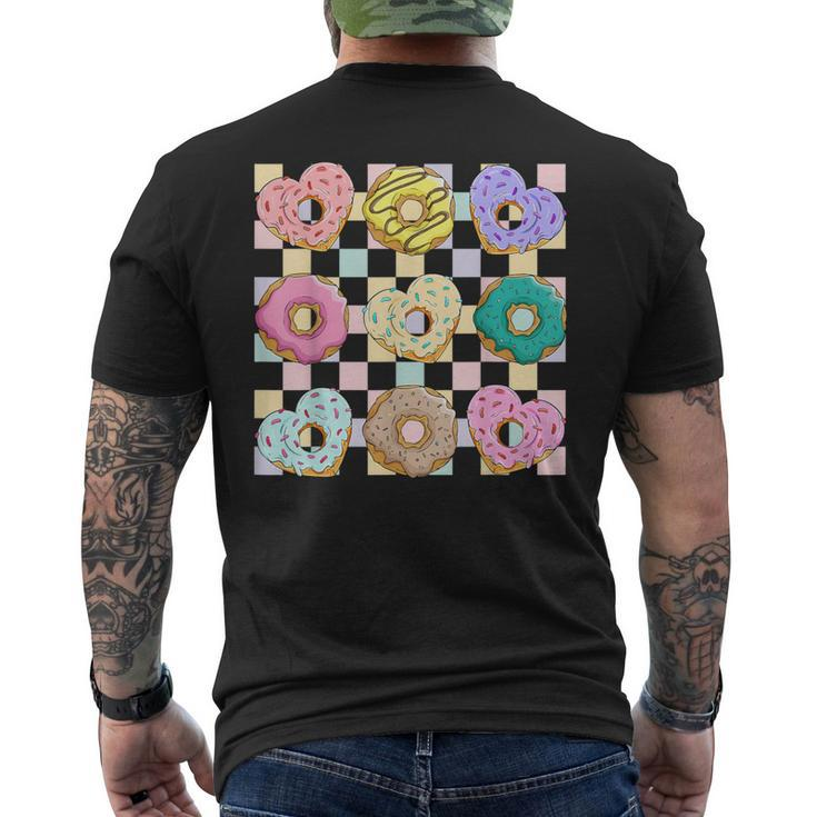 Groovy Retro Valentine Donuts Heart Candy Teacher Men's T-shirt Back Print