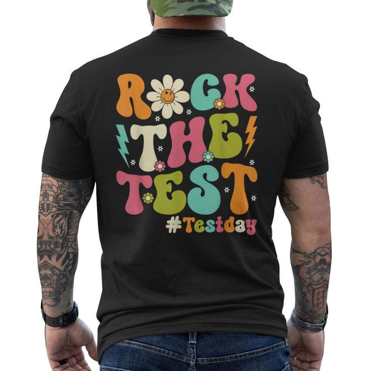 Groovy Rock The Test Motivational Retro Teachers Testing Day Men's T-shirt Back Print