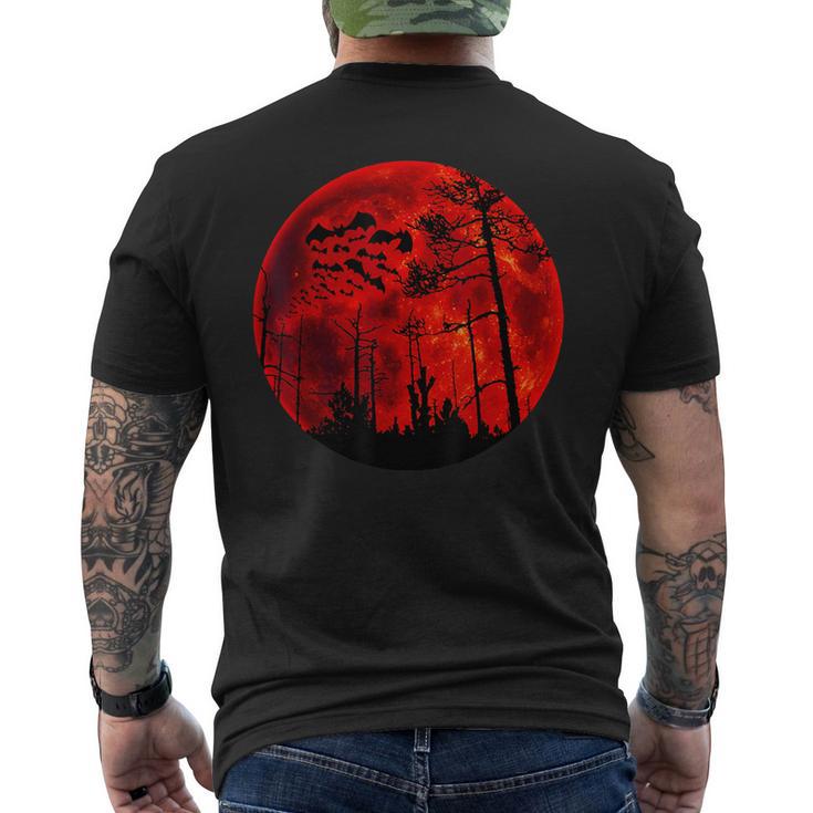 Grunge Bats Flying Gothic Blood Red Moon Men's T-shirt Back Print