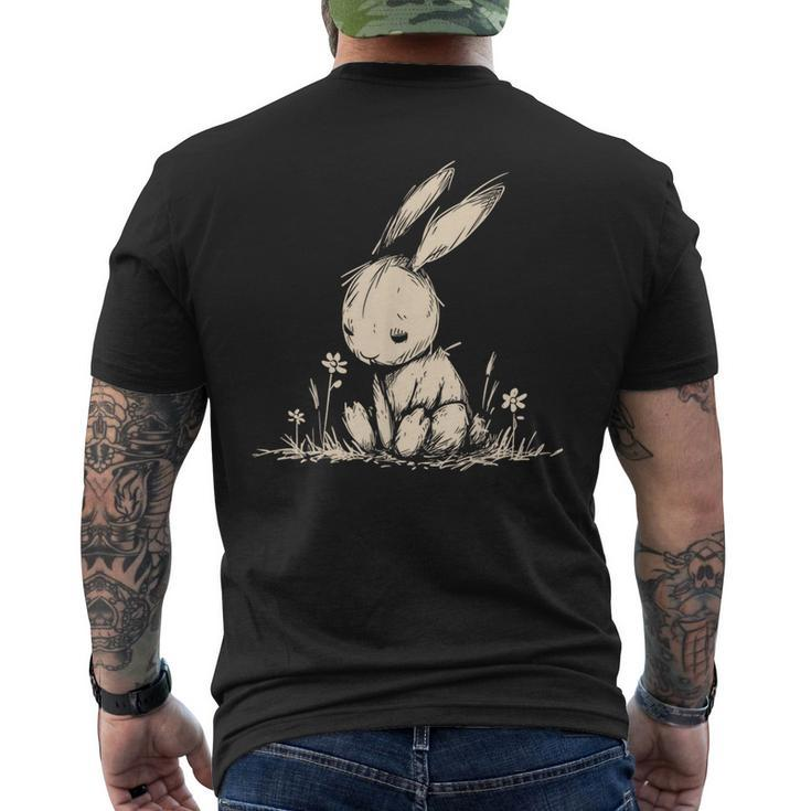 Grunge Bunny Rabbit Cute Goth Alt Losercore Sad Aesthetic Men's T-shirt Back Print
