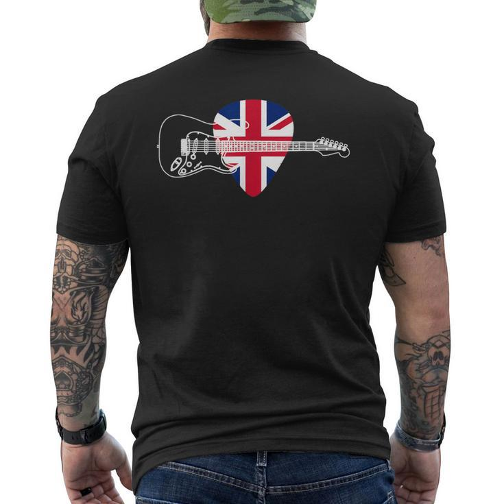 Guitar Pick Union Jack Flag Guitarist Vintage Men's T-shirt Back Print