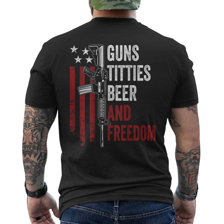 Guns Titties Beer & Freedom Guns Drinking On Back Men's T-shirt Back Print