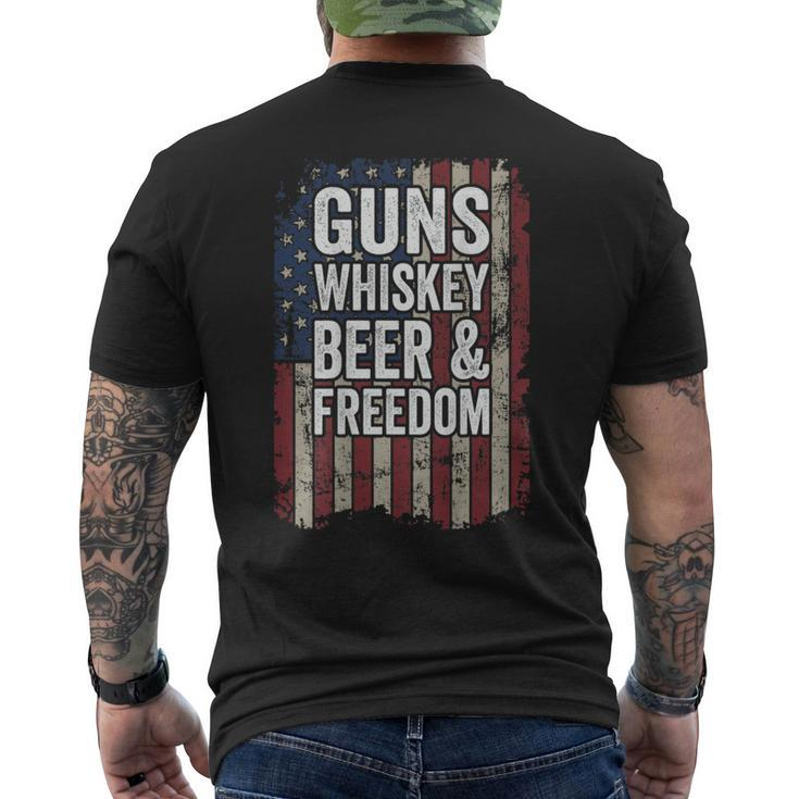Guns Whisky Beer And Freedom Pro Gun Usa On Back Men's T-shirt Back Print