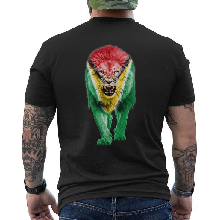 Guyana Flag Lion Pride Guyanese Flag Guyanese Roots Souvenir Men's T-shirt Back Print