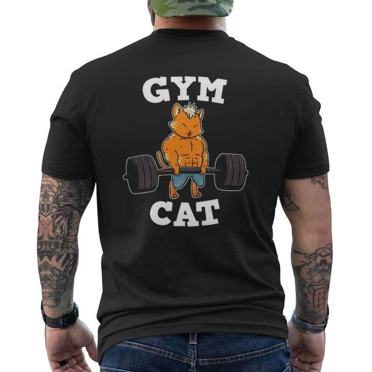 Gym Cat Fitness Deadlift Weights Exercise Kitten Idea Mens Back Print T-shirt