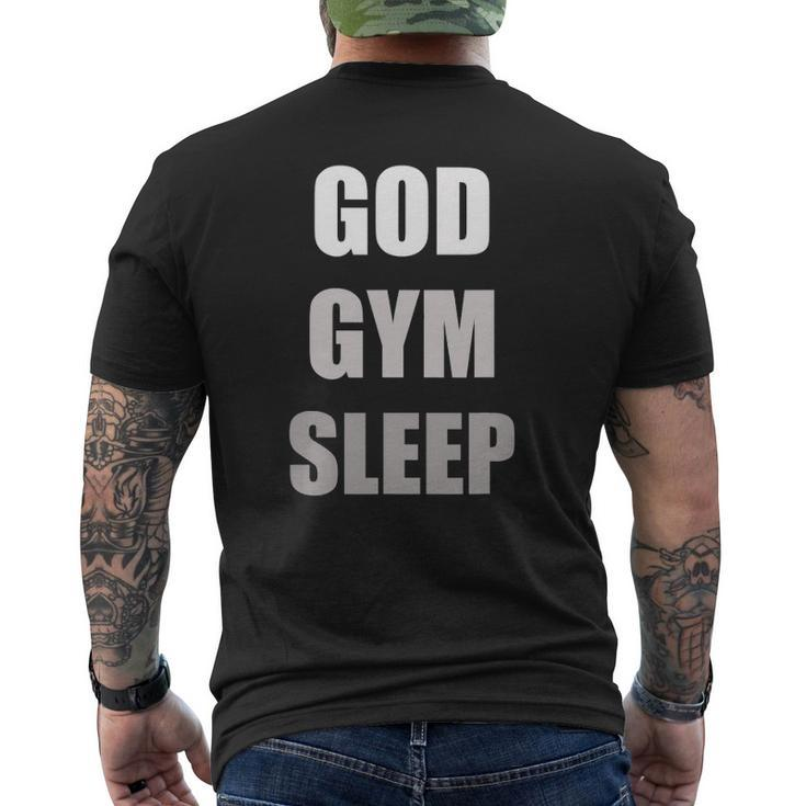 Gym Quotes God Gym Sleep Mens Back Print T-shirt