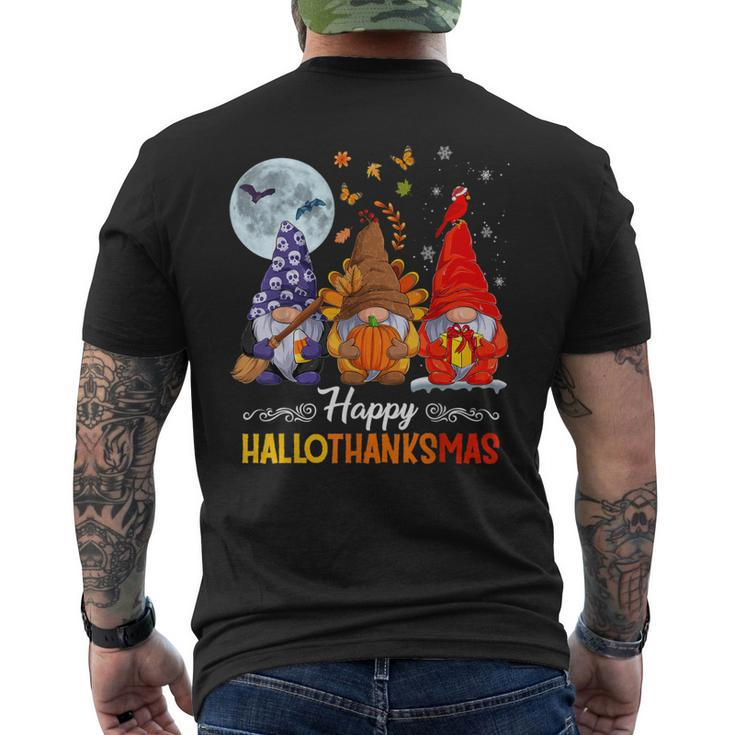 Halloween Thanksgiving Christmas Happy Hallothanksmas Gnomes V55 Mens Back Print T-shirt
