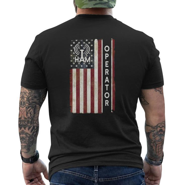 Ham Radio Operator 4Th July American Flag Veteran Mens Back Print T-shirt