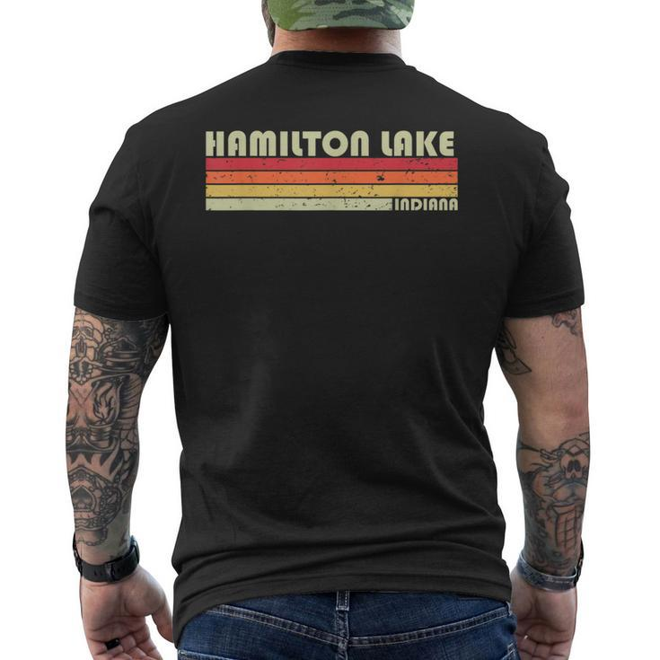 Hamilton Lake Indiana Fishing Camping Summer Men's T-shirt Back Print