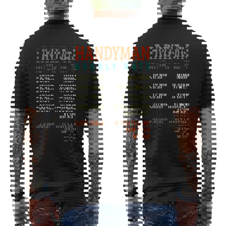 Handyman Hourly Rate Price Chart For A Handyman Or Dad Mens Back Print T-shirt