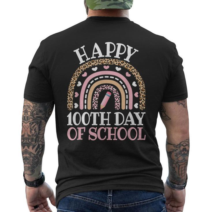 Happy 100Th Day Of School 100 Days Leopard Rainbow Men's T-shirt Back Print