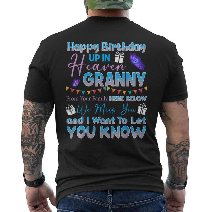 Happy Birthday Granny Angel In Heaven Memorial Remember Men's T-shirt Back Print