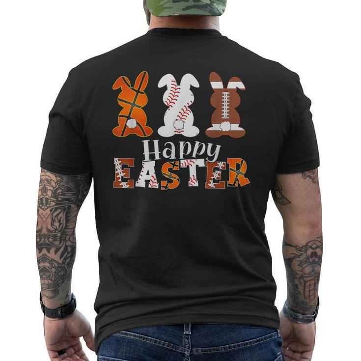 Happy Easter Baseball Football Basketball Bunny Rabbit Boys Men's T-shirt Back Print