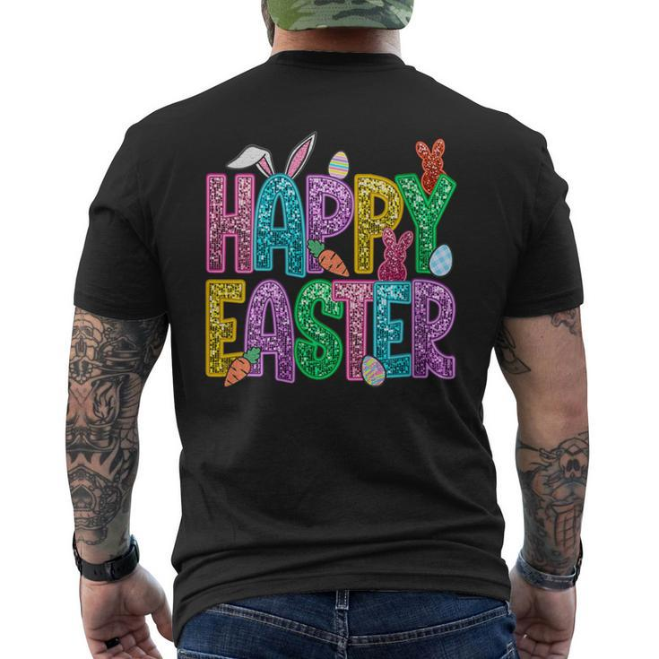 Happy Easter Bling Bling Sayings Egg Bunny Men's T-shirt Back Print