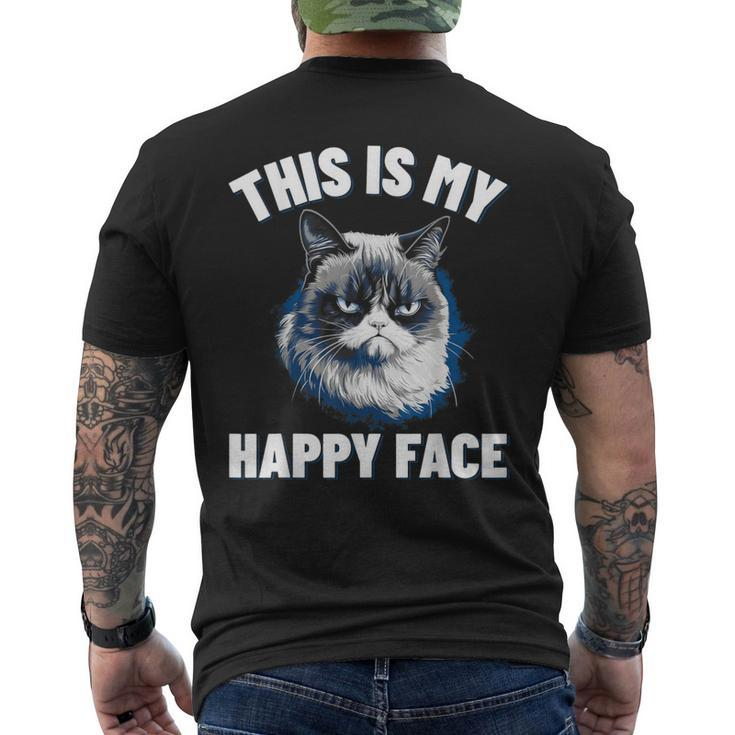 This Is My Happy Face Cat With Grumpy Face Cat Lover Men's T-shirt Back Print