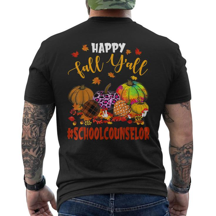Happy Fall Yall School Counselor Pumpkin Plaid Leopard Mens Back Print T-shirt