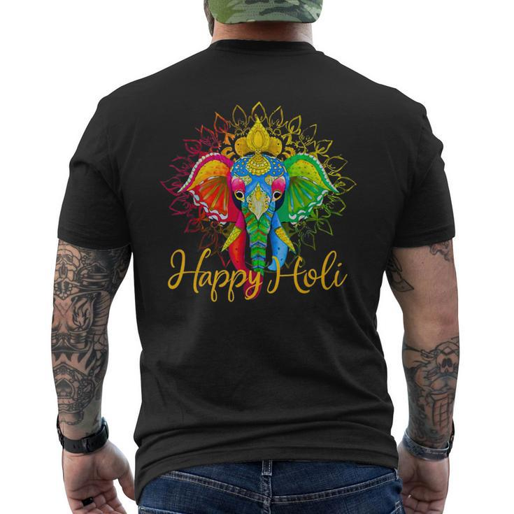 Happy Holi Festival India Colors Elephant Hindu Spring 2024 Men's T-shirt Back Print