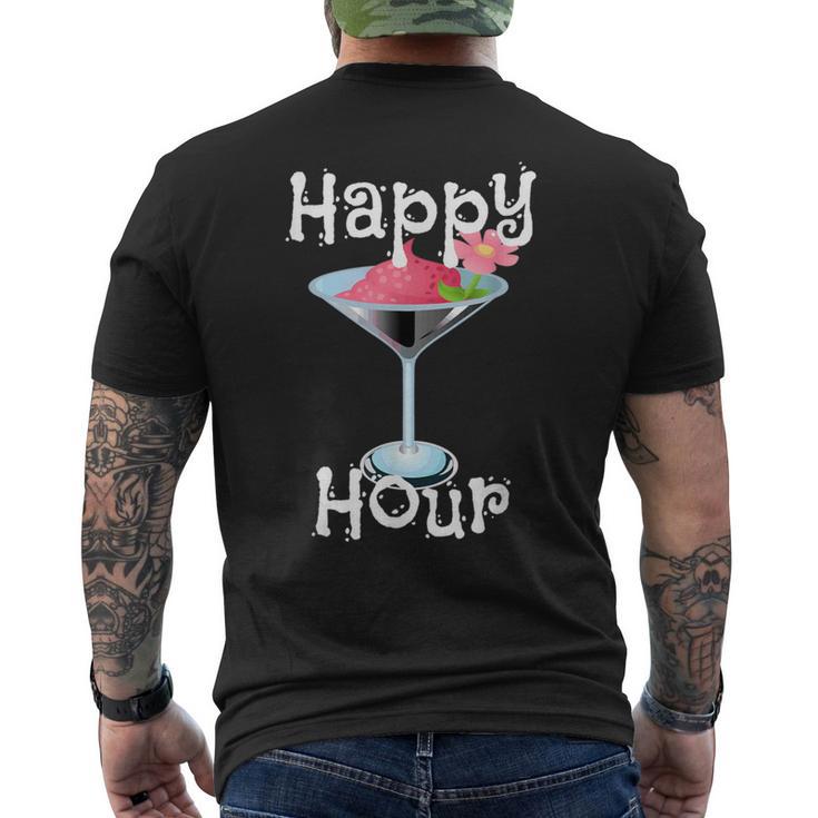 Happy Hour Cocktail Drinks Bar Men's T-shirt Back Print