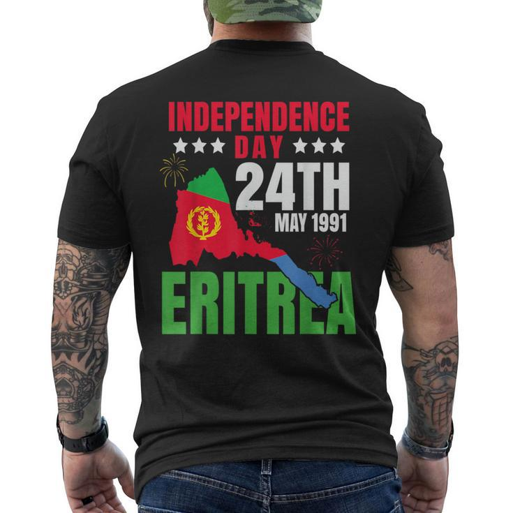 Happy Independence Eritrea Eritrean Flag & Eritrea Map Men's T-shirt Back Print