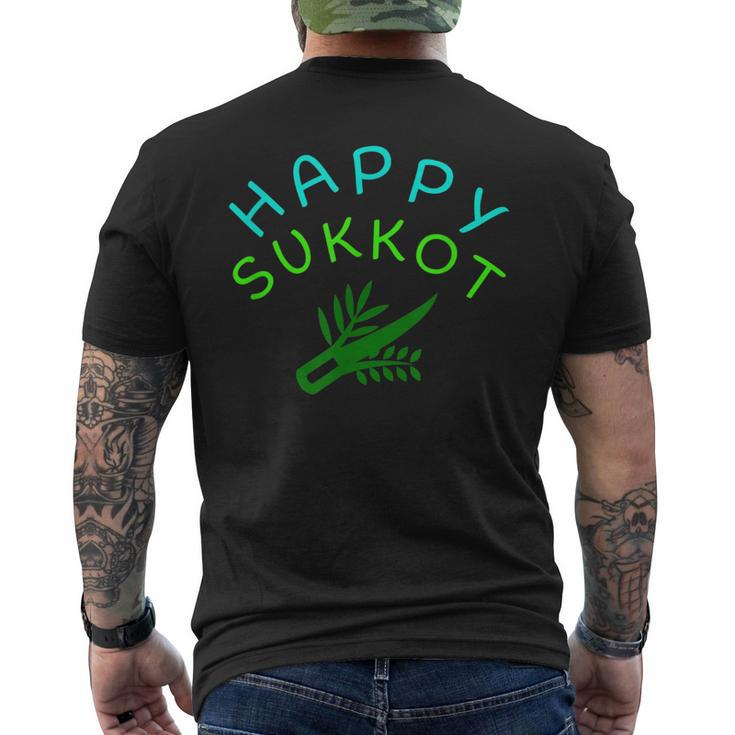 Happy Sukkot Holiday Israel Sukkah Four Species Men's T-shirt Back Print