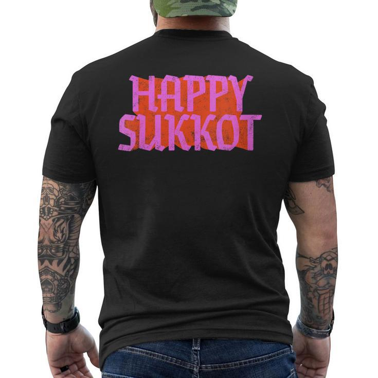 Happy Sukkot Jewish Holiday Four Species Sukkah Lulav Etrog Men's T-shirt Back Print