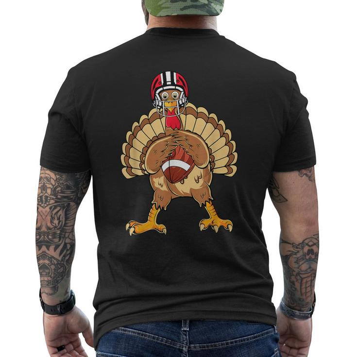 Happy Thanksgiving Turkey Playing Football Dad Boys Men's T-shirt Back Print