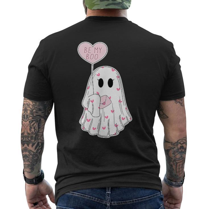 Happy Valentine Ghost Retro Be My Boo Valentine's Day Ghost Men's T-shirt Back Print