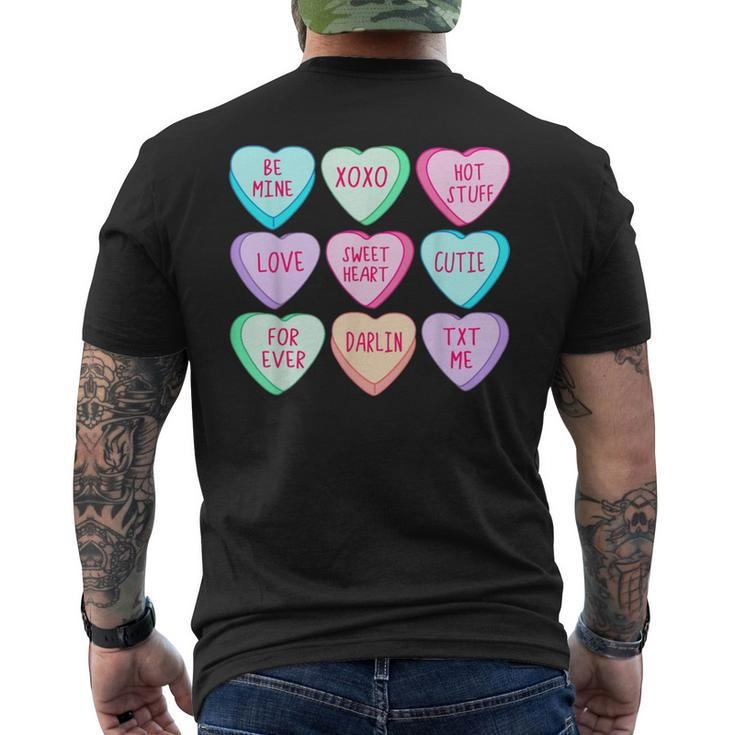 Happy Valentines Day Candy Conversation Hearts Cute Men's T-shirt Back Print