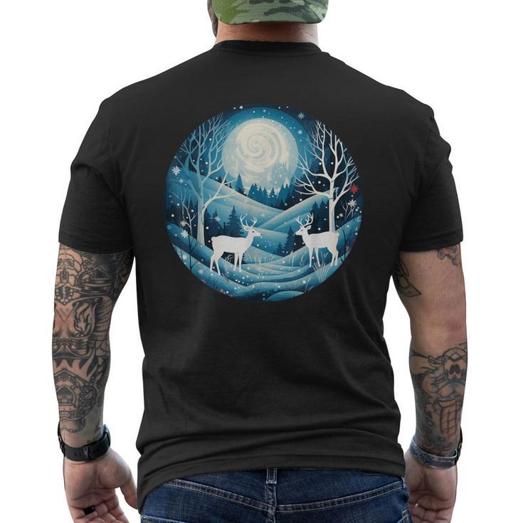 Happy Winter Scenery At Night With Animals And Snow Costume Men's T-shirt Back Print