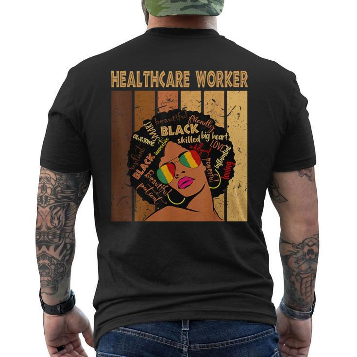 Healthcare Worker Afro African American Black History Month Men's T-shirt Back Print