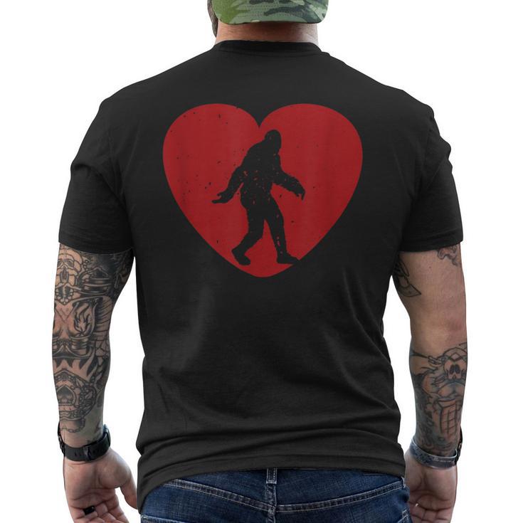 I Heart Bigfoot Sasquatch Yeti Valentines Day Men's T-shirt Back Print