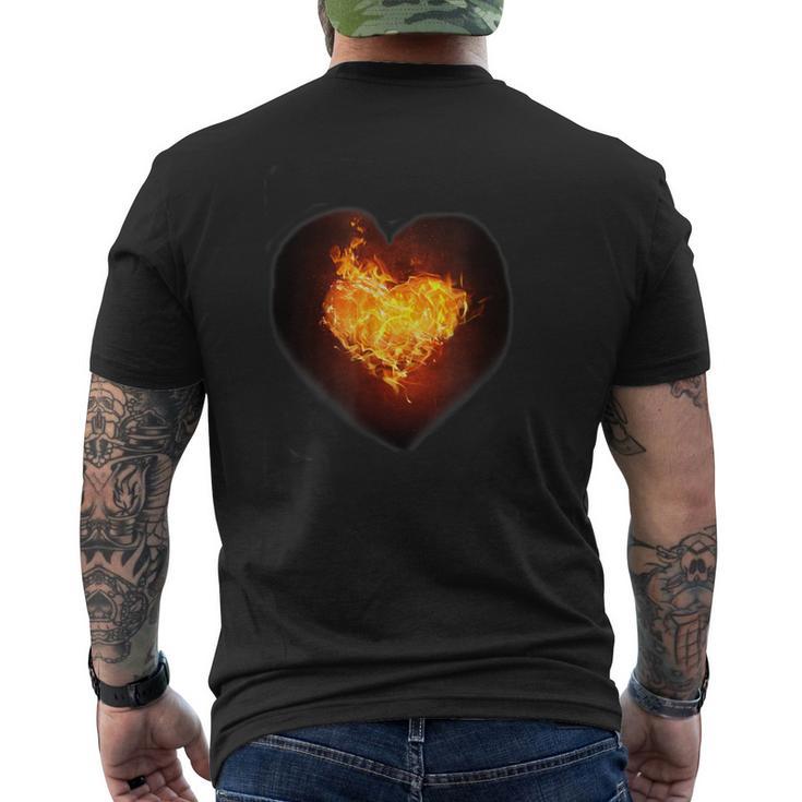 Heart On Fire Flames Heart Men's T-shirt Back Print