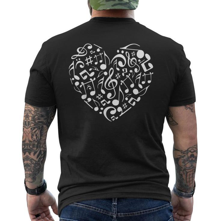 Heart Musical Notes Music Lover Musician Singer Love Vintage Men's T-shirt Back Print