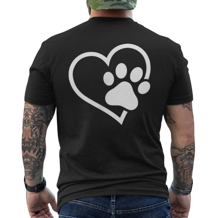 Heart With Paw For Cat Or Dog Lovers Men's T-shirt Back Print