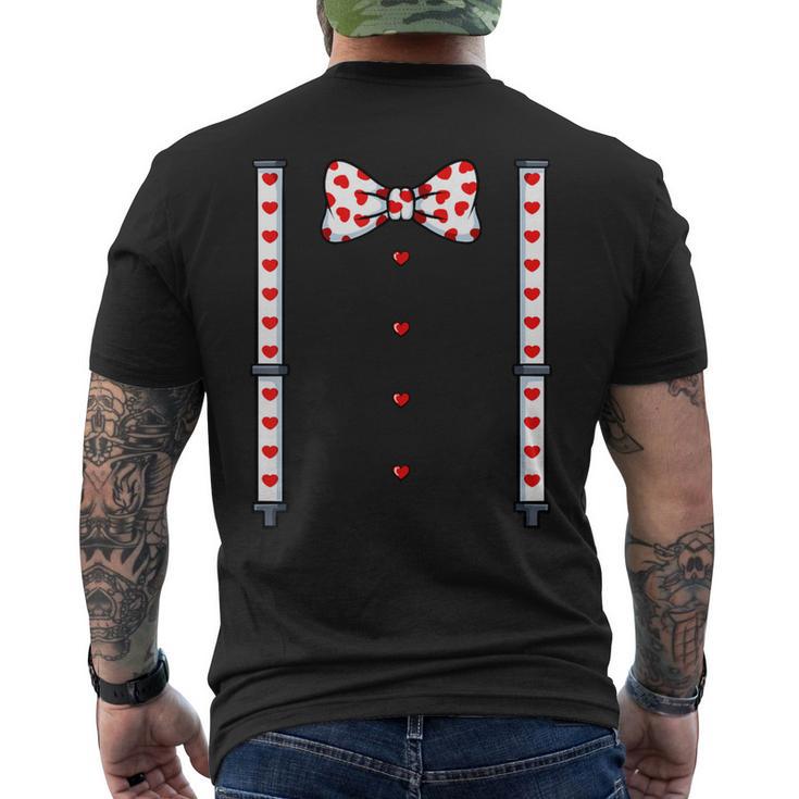 Heart Suspender Bow Tie Costume Valentines Day Cute Love Men's T-shirt Back Print