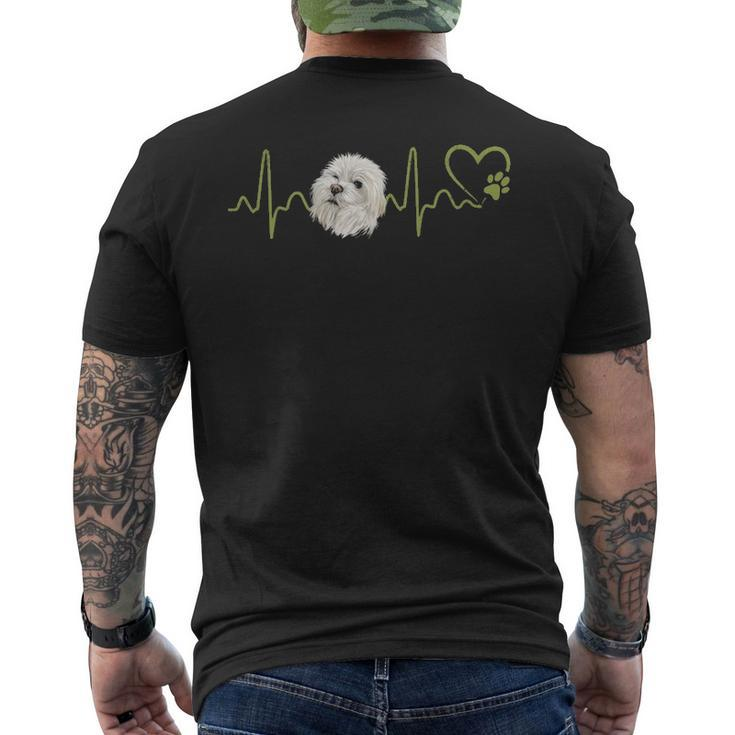 Heartbeat Maltese Dog Animal Rescue Lifeline Men's T-shirt Back Print