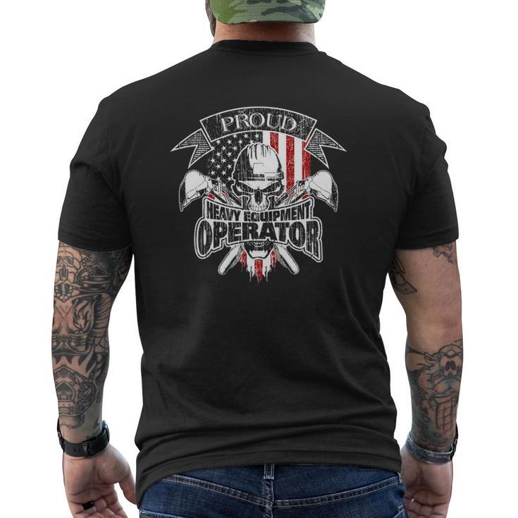 Heavy Equipment Operator American Flag Mens Back Print T-shirt | Mazezy