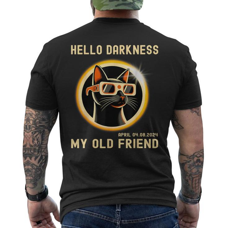 Hello Darkness My Old Friend Cat Solar Eclipse 08 April 2024 Men's T-shirt Back Print