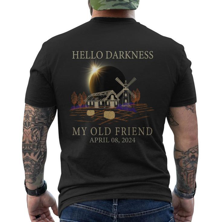 Hello Darkness My Old Friend Solar Eclipse 4 -8-2024 Farmer Men's T-shirt Back Print