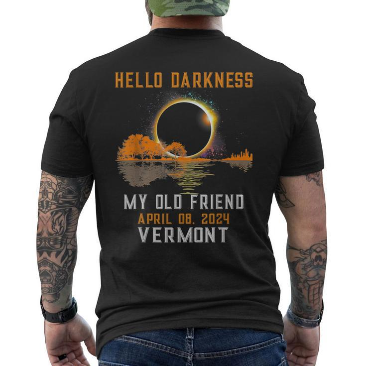Hello Darkness My Old Friend Total Eclipse 2024 Vermont Men's T-shirt Back Print