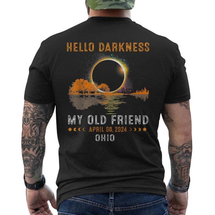 Hello Darkness My Old Friend Total Solar Eclipse 2024 Ohio Men's T-shirt Back Print