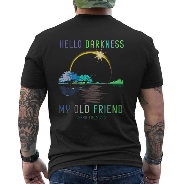 Hello Darkness My Old Friend Total Solar Eclipse Apr 8 2024 Men's T-shirt Back Print